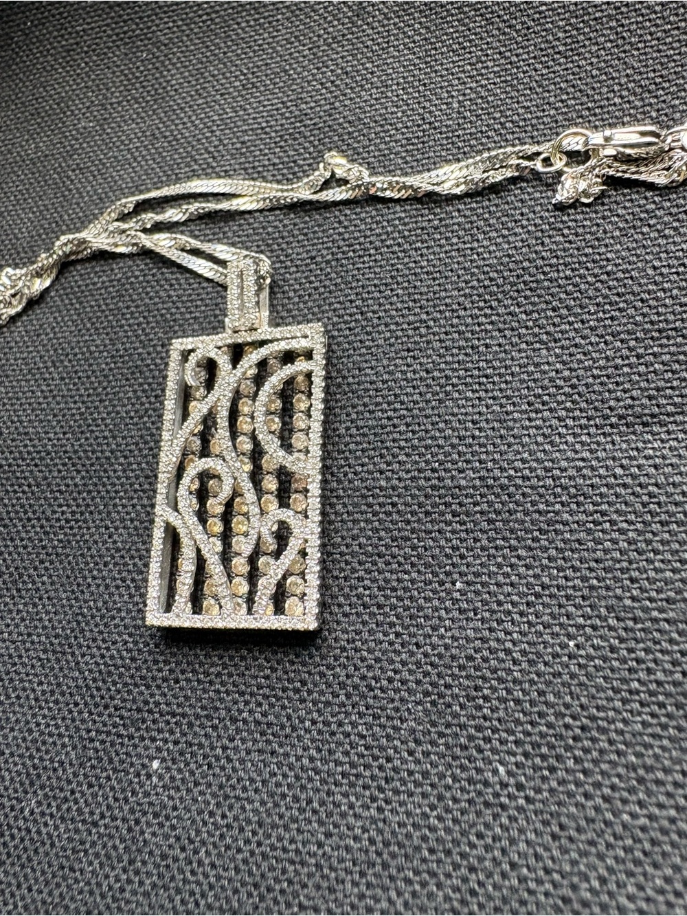 14K WG 3CT Genuine Diamond White & Champagne Pendant Necklace. Clarity SI.